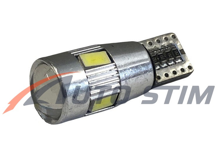 Диод 12v T10 6smd б/ц линза 5630  Canbus с обманкой