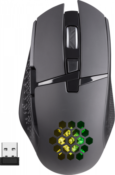Беспроводная игровая мышь - Defender Glory GM-514, 7 кнопок, подсветка, аккумулятор 400mAh, 3200dpi, чёрная
