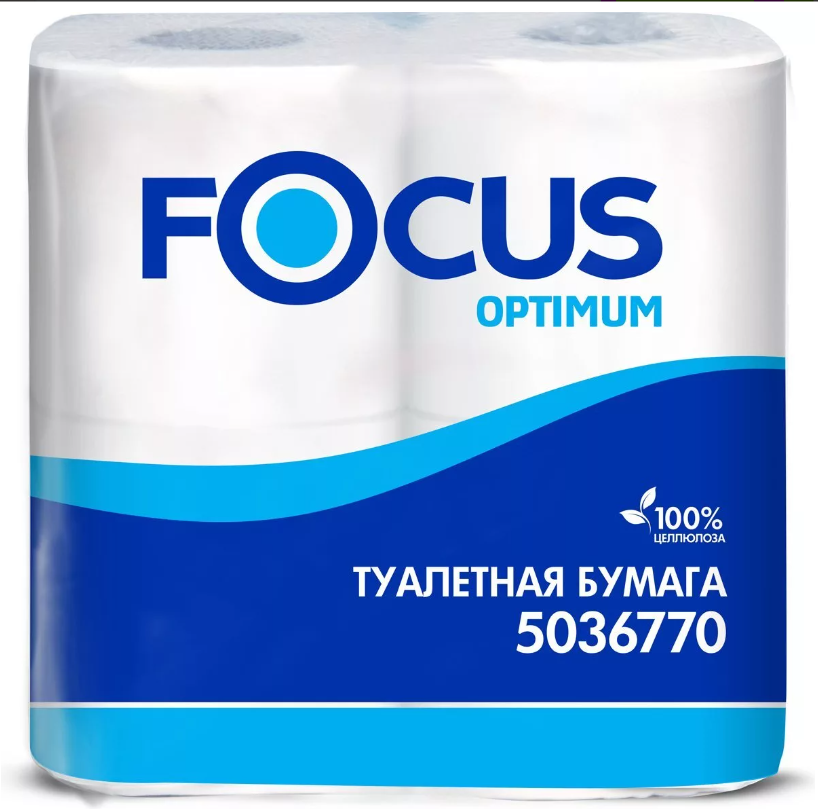 Бумага туалетная 2сл рулон на втулке (4рул) белая FOCUS Optimum - фото 1 - id-p214478546