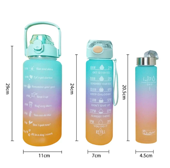 Набор бутылок для воды с маркером времени, комплект из 3 шт. Мотивационная бутылка для питья - фото 7 - id-p214481263