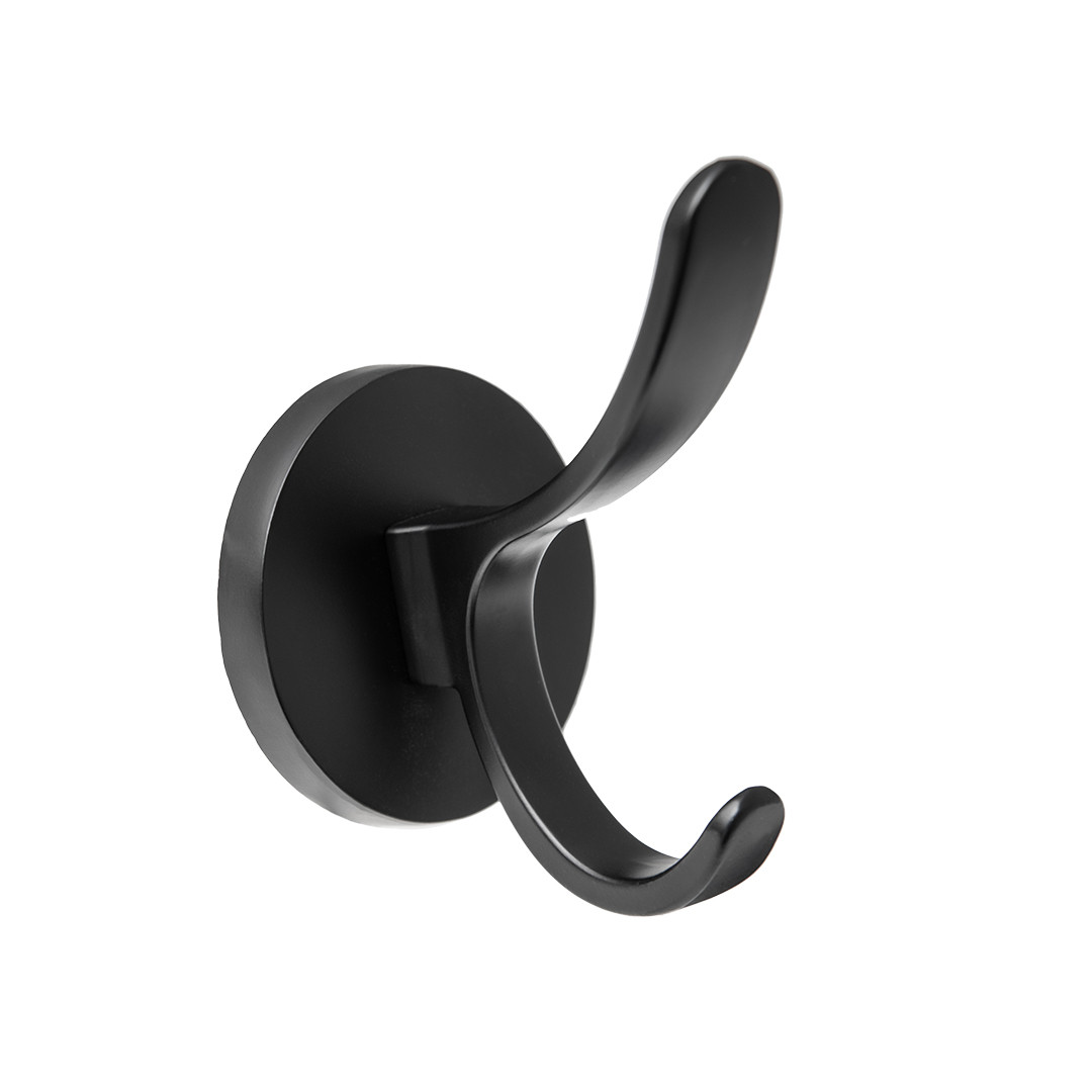 Крючок мебельный двухрожковый, матовый черный - фото 1 - id-p214501610