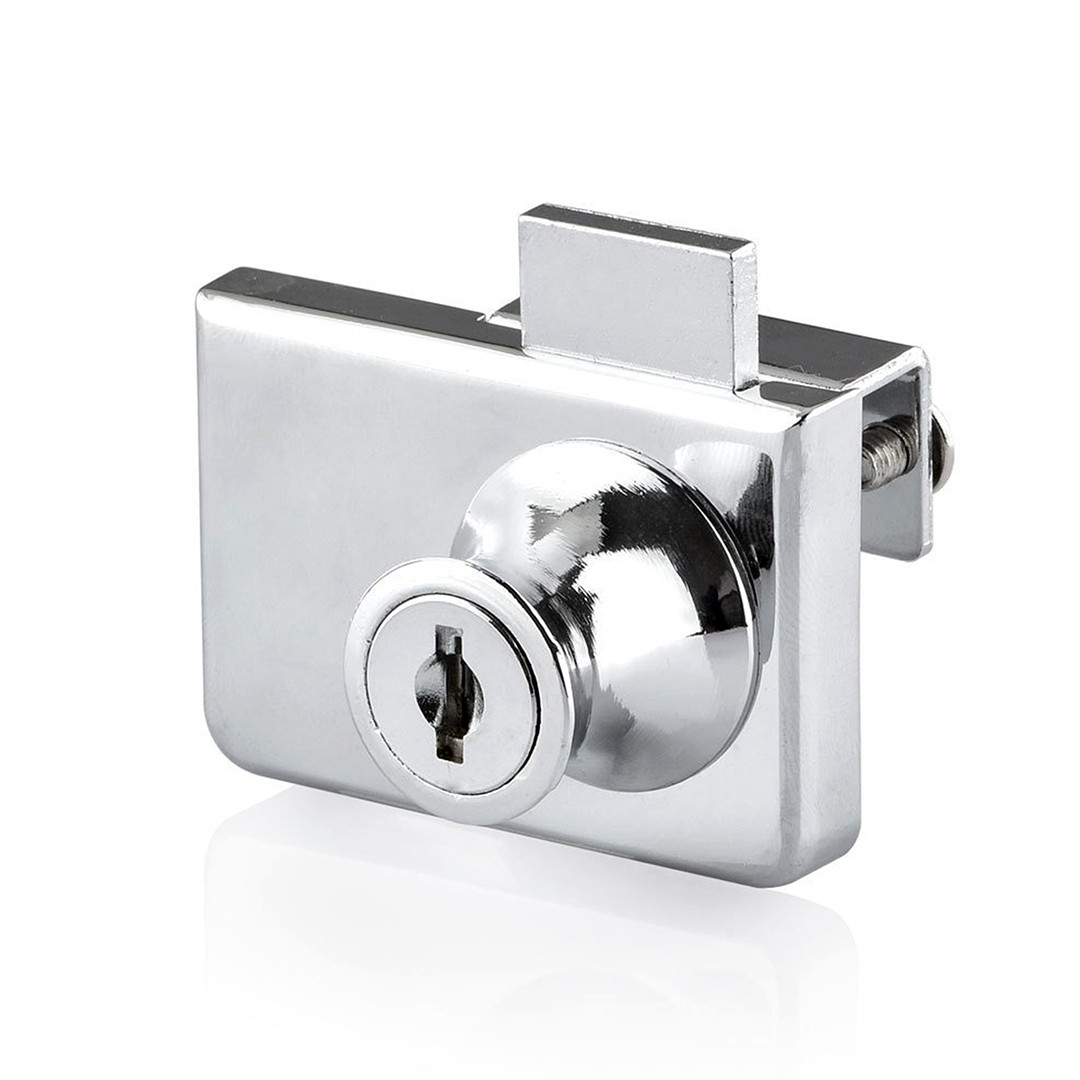 Замок мебельный накладной для стеклянных дверей, хром