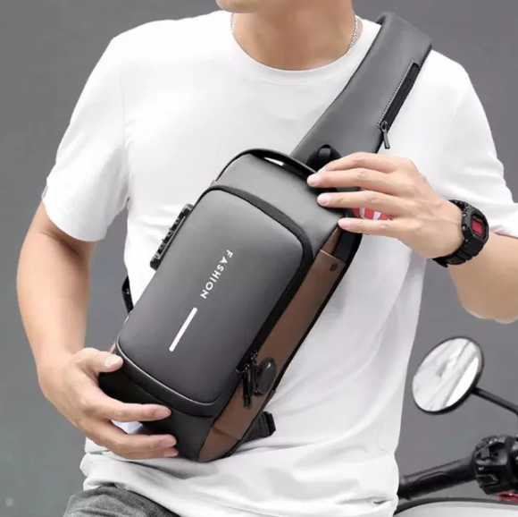 Сумка - рюкзак через плечо Fashion с кодовым замком и USB / Сумка слинг / Кросc-боди барсетка - фото 6 - id-p214506577