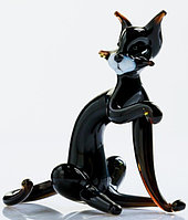 Фигура из стекла «Кот черныш» 6*7*4 см