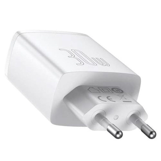 Зарядное устройство Baseus Compact Quick Charger 3A, 30W Type-C + 2*USB CCXJ-E02 Белый - фото 2 - id-p214496577