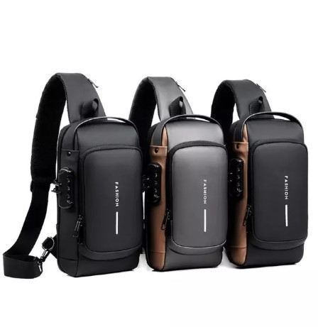 Сумка-рюкзак через плечо Fashion с кодовым замком и USB. Сумка слинг. Кросc-боди барсетка - фото 5 - id-p214506617