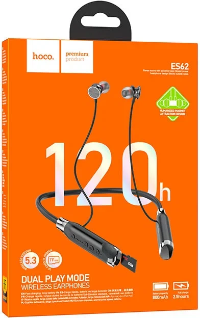 Наушники ES62 Pretty neck-hang BT earphones черный - фото 4 - id-p214513006