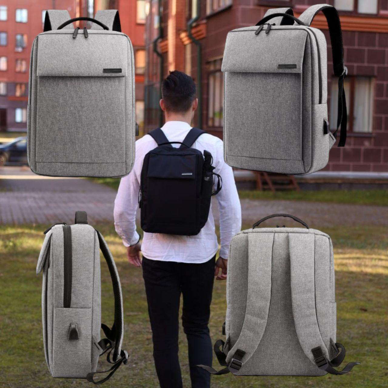 Городской рюкзак Кембридж с USB и отделением для ноутбука до 14.5". Серый - фото 1 - id-p196948625