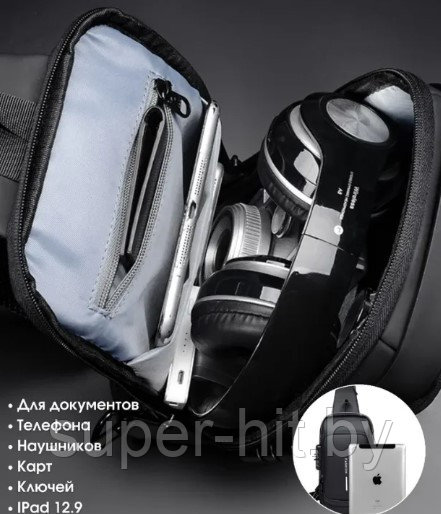 Сумка-рюкзак через плечо Fashion с кодовым замком и USB. Сумка слинг. Кросc-боди барсетка - фото 7 - id-p214515377