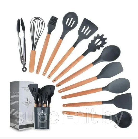 Набор силиконовых кухонных принадлежностей на подставке 12 предметов Kitchen Utensils - фото 2 - id-p214515381