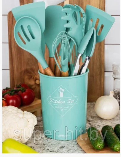 Набор силиконовых кухонных принадлежностей на подставке 12 предметов Kitchen Utensils - фото 5 - id-p214515381