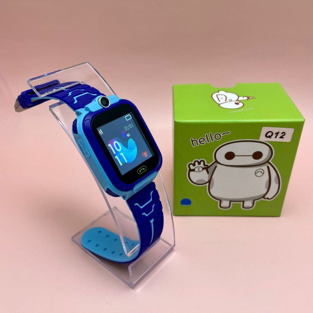 Детские умные часы Smart Baby Watch с gps Q12 Голубые с фиолетовым - фото 4 - id-p170111153