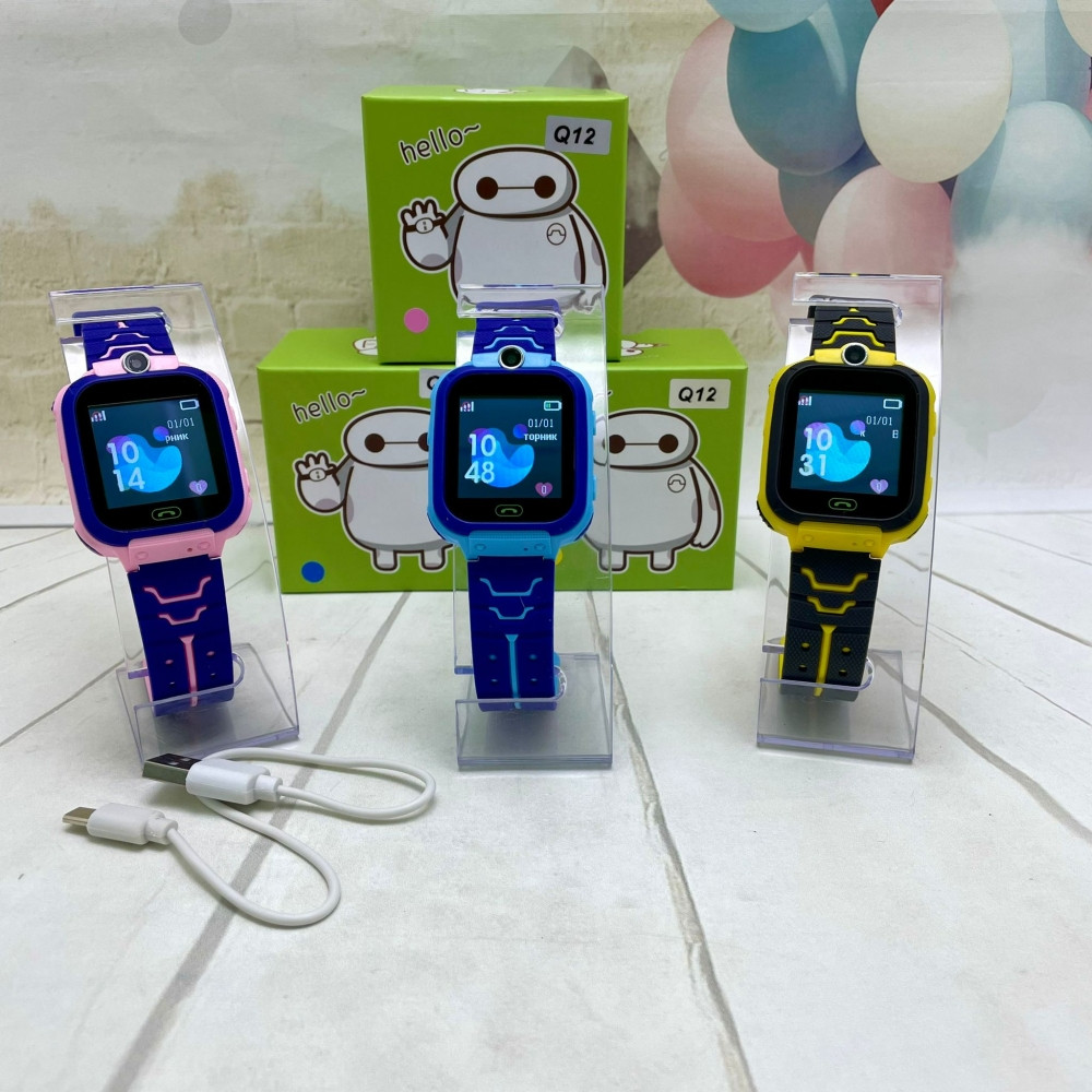 Детские умные часы Smart Baby Watch с gps Q12 Голубые с фиолетовым - фото 8 - id-p170111153