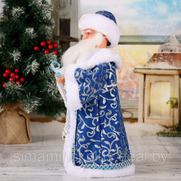Дед Мороз "Посох с кристаллом" двигается, 38 см, синий - фото 2 - id-p214520630