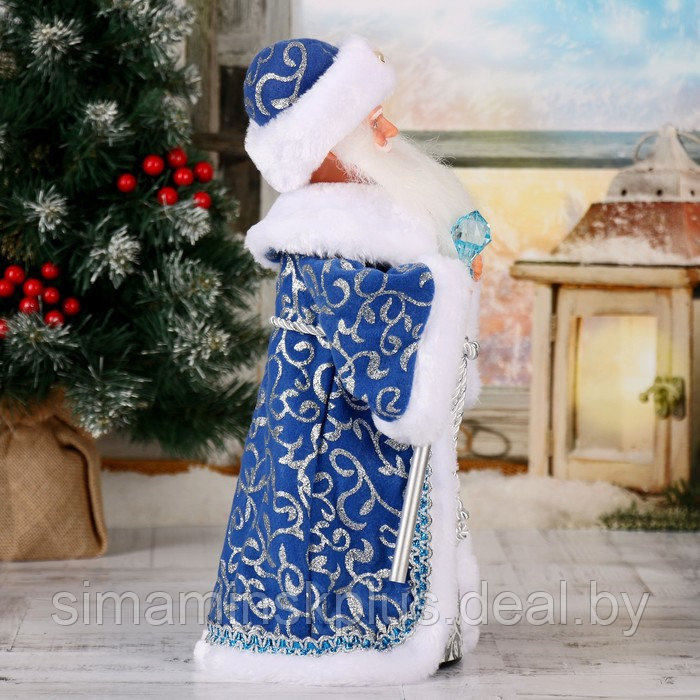 Дед Мороз "Посох с кристаллом" двигается, 38 см, синий - фото 3 - id-p214520630