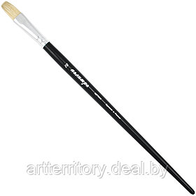 Кисть щетина, плоская №16, длинная черная ручка "ПАЛИТРА"