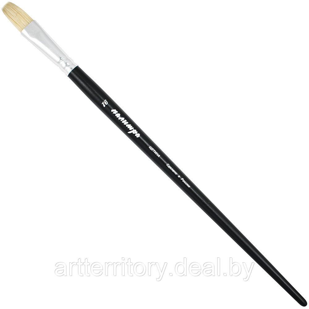 Кисть щетина, плоская №16, длинная черная ручка "ПАЛИТРА" - фото 1 - id-p214521947