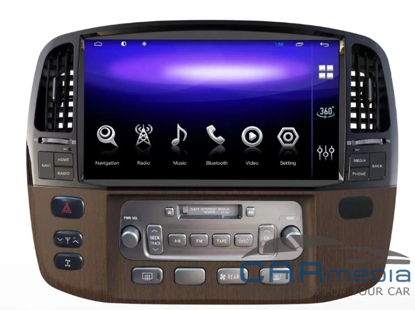 Штатная магнитола на Toyota Land Cruiser 100 с 2002г.в. по 2008г.в. Android 10 8x2,3 Ghz, 6Gb Ram, 128Gb