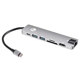 Aдаптер Type-Cm -- HDMI A(f) 4K@30Hz+USB3.0+USB2.0+RJ45+TF+CD+PD, Alum Shell, VCOM CU4351