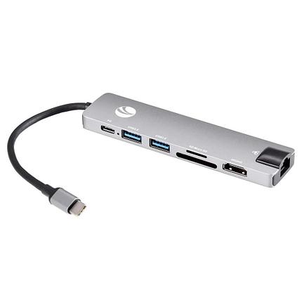 Aдаптер Type-Cm -- HDMI A(f) 4K@30Hz+USB3.0+USB2.0+RJ45+TF+CD+PD, Alum Shell, VCOM CU4351, фото 2