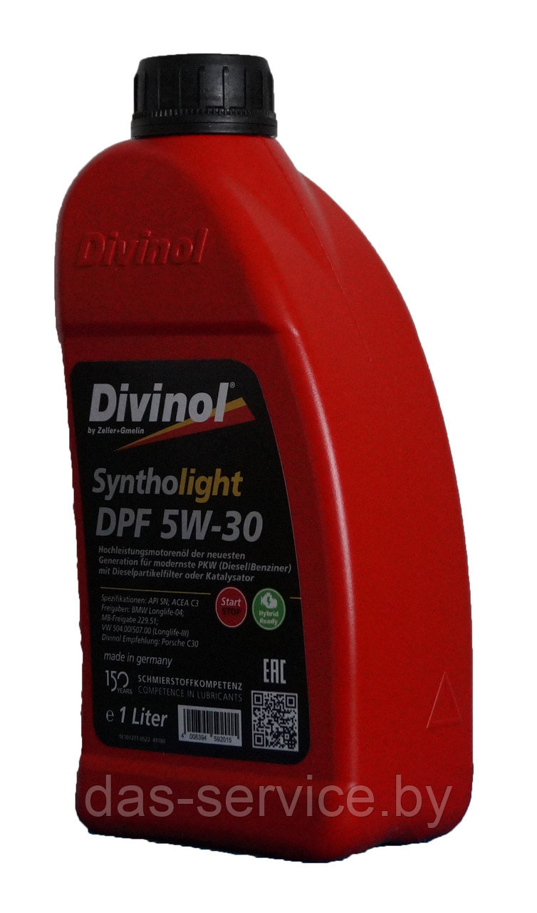 Моторное масло Divinol Syntholight DPF 5W-30 (синтетическое моторное масло 5w30) 1 л. - фото 3 - id-p11711963