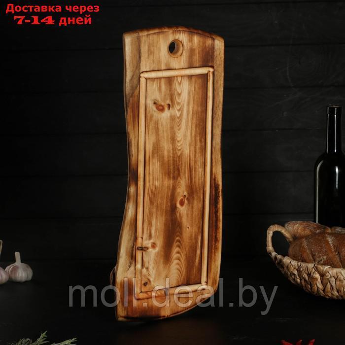 Разделочная доска в обжиге с кровостоком Wild Kitchen, 50×20-25×2,5 см, цельный массив кедра - фото 2 - id-p214516688