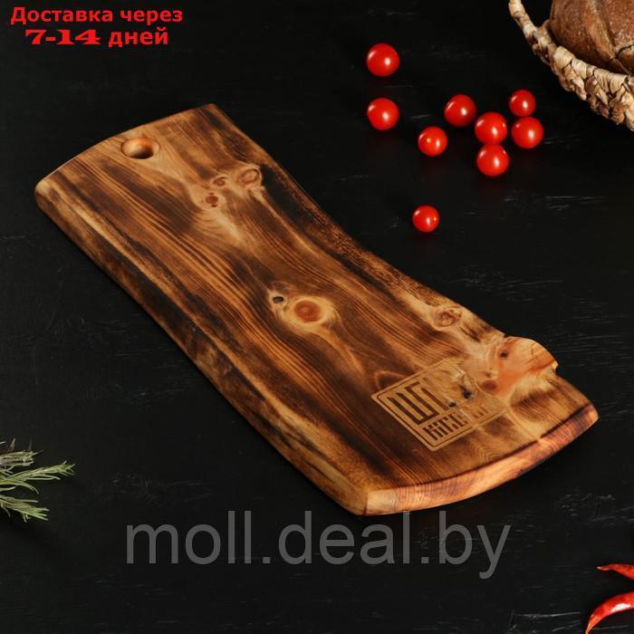 Разделочная доска в обжиге с кровостоком Wild Kitchen, 50×20-25×2,5 см, цельный массив кедра - фото 3 - id-p214516688