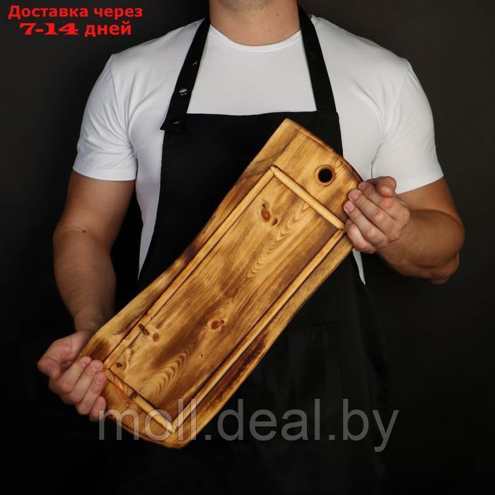 Разделочная доска в обжиге с кровостоком Wild Kitchen, 50×20-25×2,5 см, цельный массив кедра - фото 5 - id-p214516688