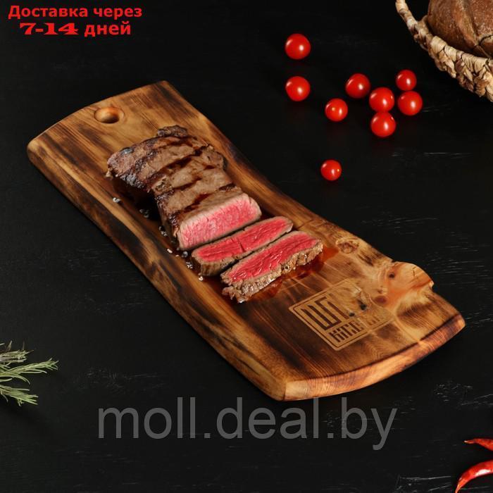 Разделочная доска в обжиге с кровостоком Wild Kitchen, 50×20-25×2,5 см, цельный массив кедра - фото 6 - id-p214516688