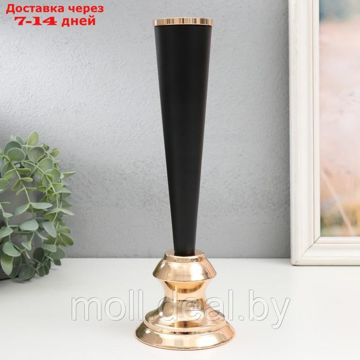 Подсвечник металл на 1 свечу "Эвиан" d=1,5 см чёрный с золотом 9х28 см - фото 1 - id-p214518747