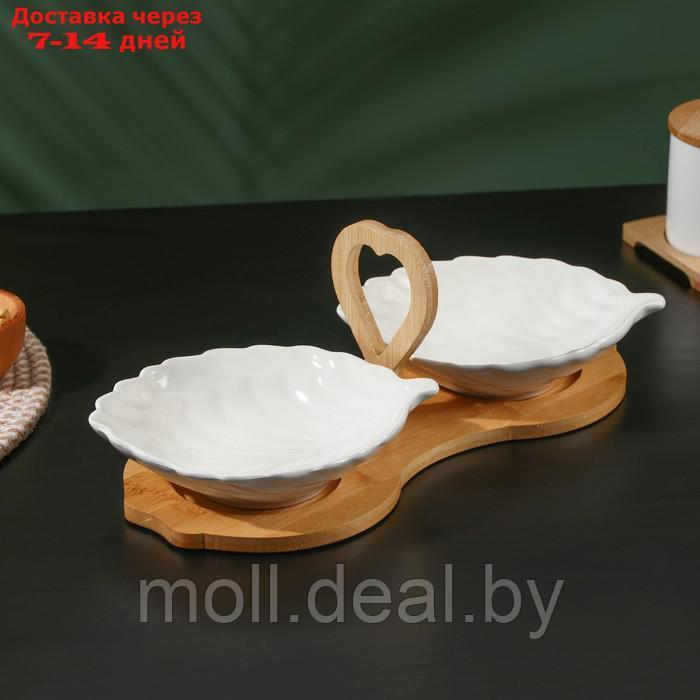Набор салатников керамических на подставке BellaTenero Эстет, 2 предмета, цвет белый - фото 1 - id-p214516756