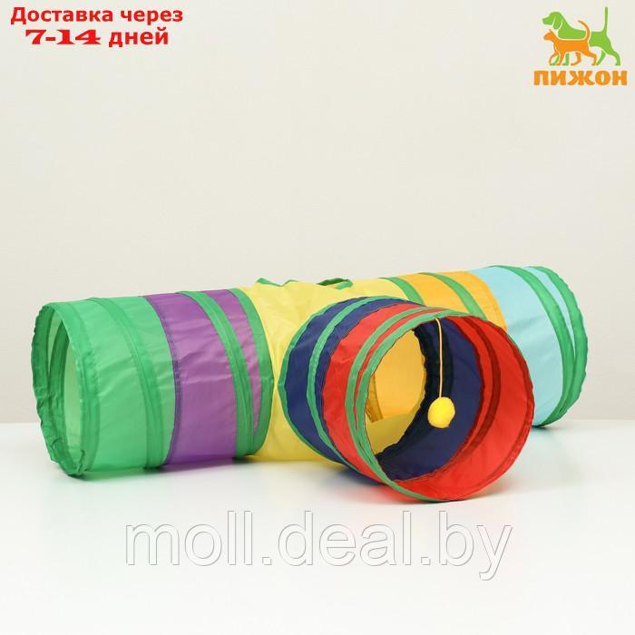Туннель для кошек шуршащий "Тройник", 80 х 25 см, разноцветный - фото 1 - id-p214517050