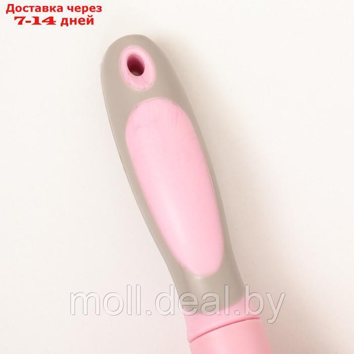 Пуходёрка пластиковая с функцией самоочистки, 9 х 18,5 см, розовая - фото 4 - id-p214517052