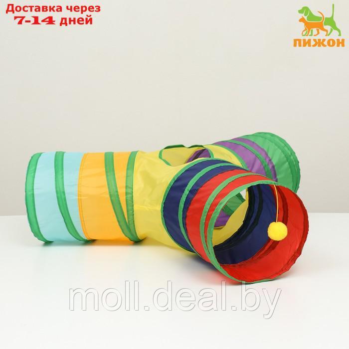 Туннель для кошек шуршащий "Рогатка", 85 х 25 см, разноцветный - фото 1 - id-p214517059