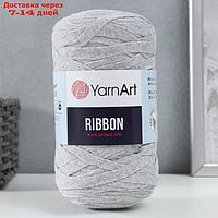 Пряжа "Ribbon" 40% полиэстер, 60% хлопок 125м/250гр (756 серебристый)