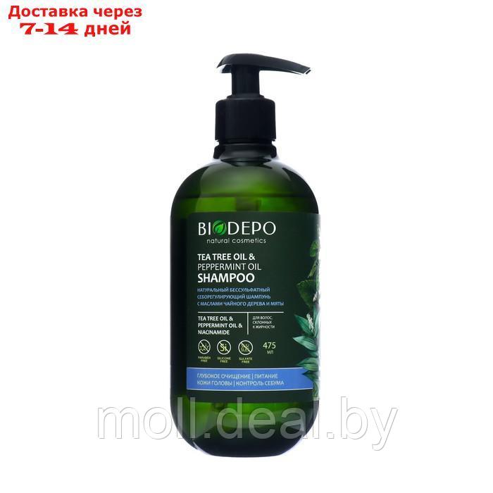 Шампунь Biodepo бессульфатный натуральный себорегулирующий с маслами чайного дерева и мяты - фото 1 - id-p214516448