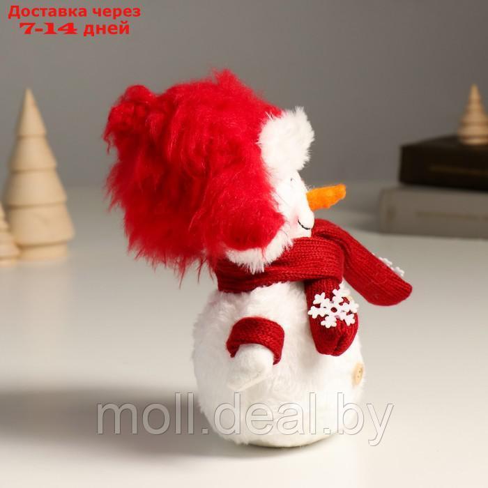 Кукла интерьерная "Снеговик в красной шапке ушанке-колпаке" 19 см - фото 2 - id-p214517420