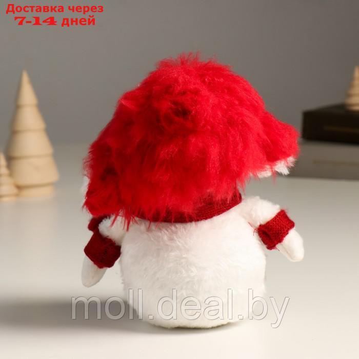 Кукла интерьерная "Снеговик в красной шапке ушанке-колпаке" 19 см - фото 3 - id-p214517420