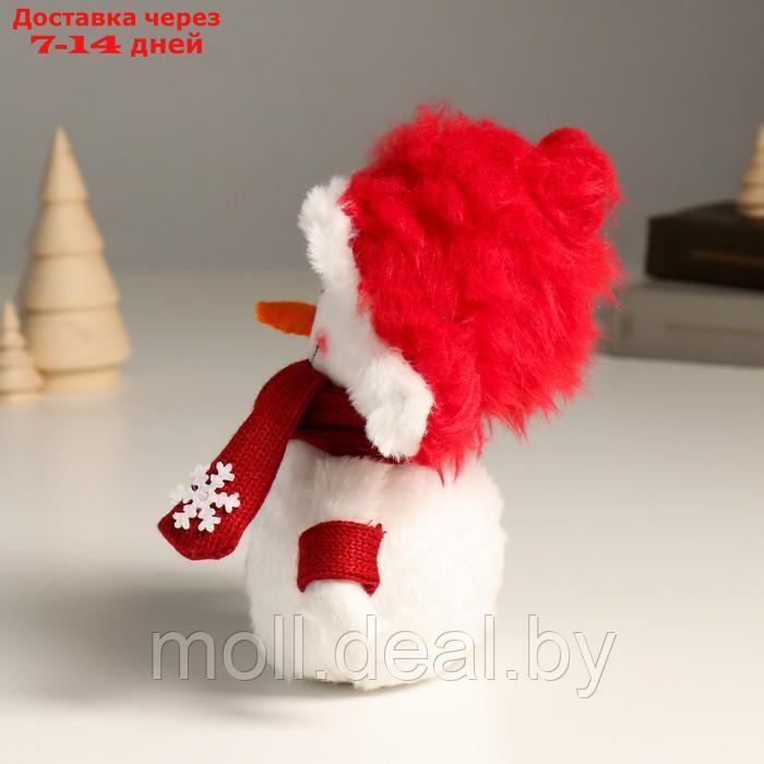 Кукла интерьерная "Снеговик в красной шапке ушанке-колпаке" 19 см - фото 4 - id-p214517420