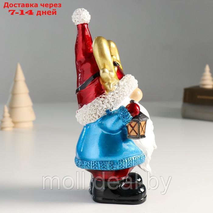 Сувенир полистоун "Дед Мороз в колпаке с рожками, с фонариком" 10х8х21,5 см - фото 2 - id-p214518532