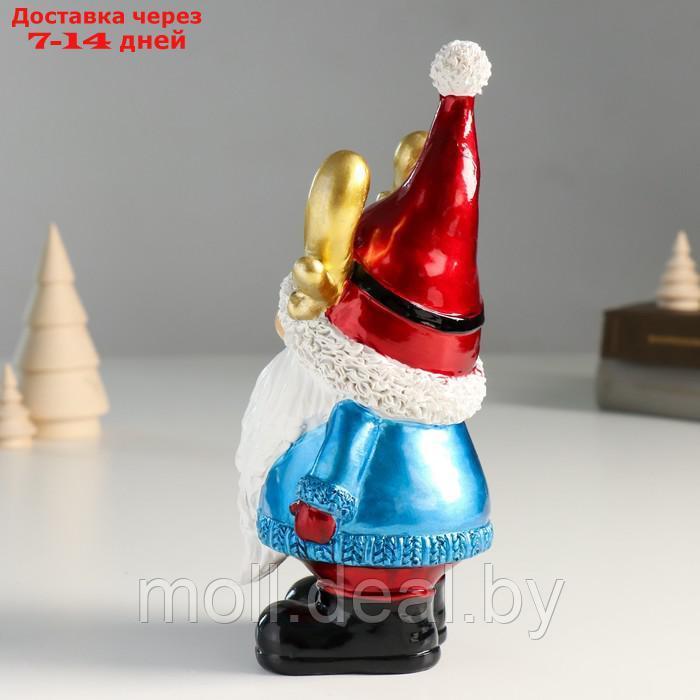 Сувенир полистоун "Дед Мороз в колпаке с рожками, с фонариком" 10х8х21,5 см - фото 4 - id-p214518532