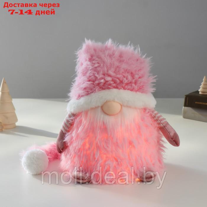 Кукла интерьерная свет "Дед Мороз в розовой шубке и длинном колпаке" 20х20х25 см - фото 1 - id-p214518544