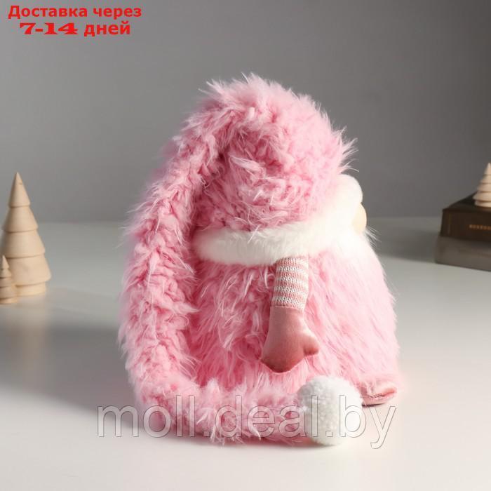 Кукла интерьерная свет "Дед Мороз в розовой шубке и длинном колпаке" 20х20х25 см - фото 3 - id-p214518544
