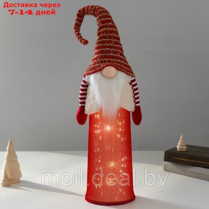 Кукла интерьерная свет "Дед Мороз красный в белом жилете" 18х12х65 см