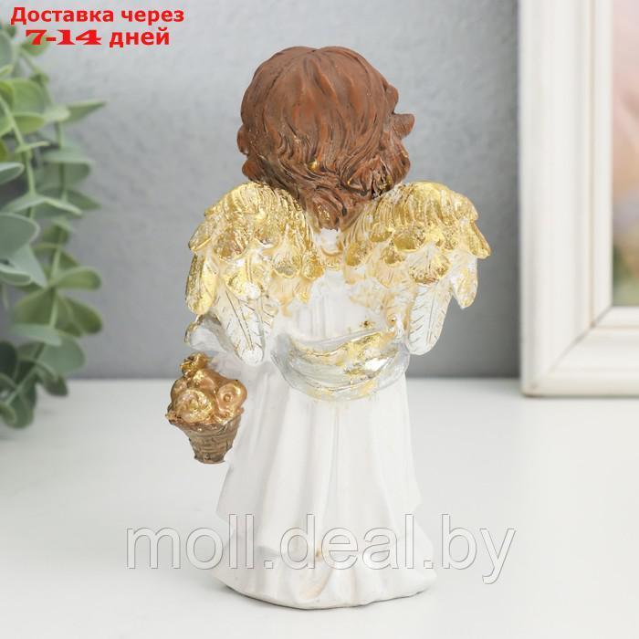 Сувенир полистоун "Ангел в бежевом платье, с золотыми яблоками" золотые крылья 7х7,5х14,5 см 94915 - фото 3 - id-p214518669