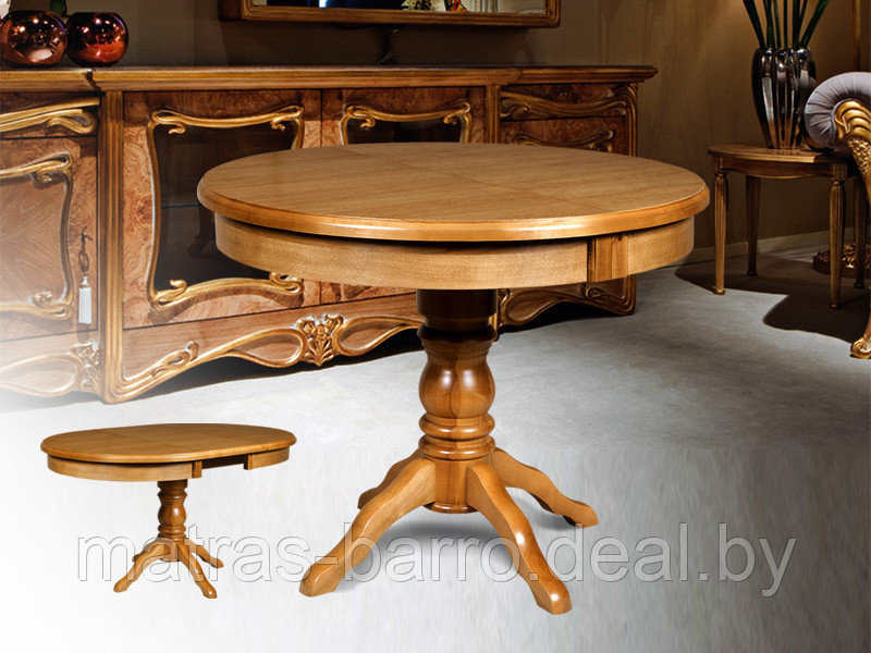 Круглый раздвижной стол Гелиос из массива ольхи (тон Серый) - фото 5 - id-p35006696