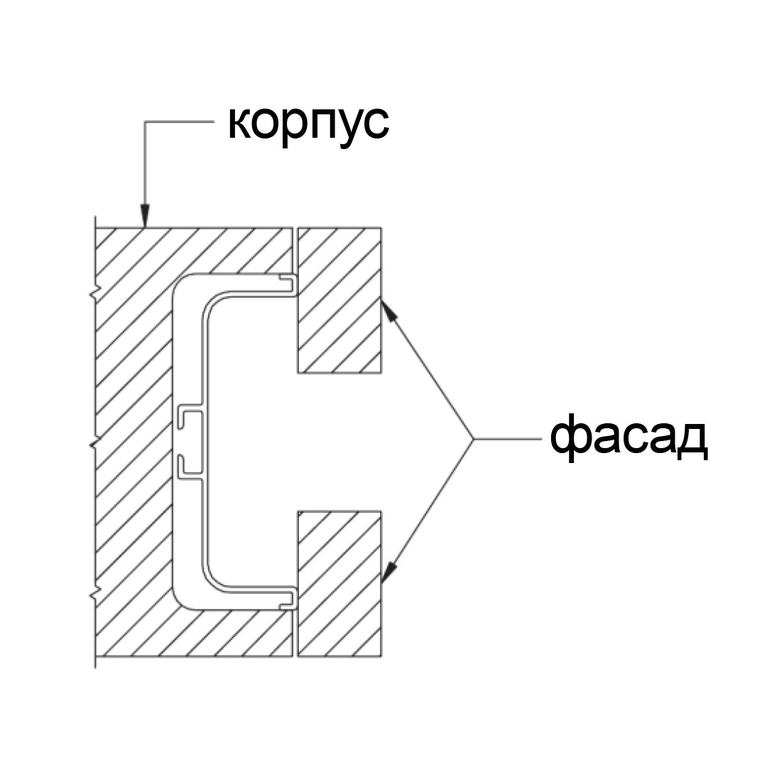 Горизонтальный C профиль черный матовый анод, L 4100 мм - фото 2 - id-p214501801