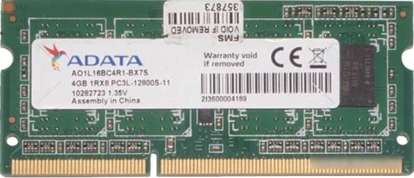 Оперативная память A-Data 4GB DDR3 SODIMM PC3-12800 AO1L16BC4R1-BX7S - фото 1 - id-p214576735