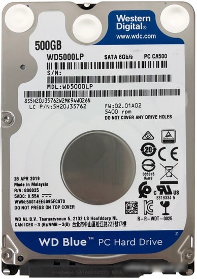 Жесткий диск WD Blue 500GB WD5000LPZX - фото 1 - id-p214579991