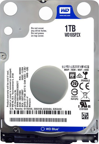 Жесткий диск WD Blue 1TB [WD10SPZX] - фото 1 - id-p214580017